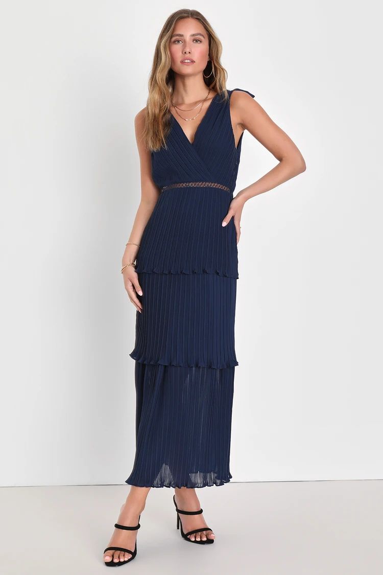 Such Sophistication Navy Blue Pleated Maxi Dress | Lulus (US)