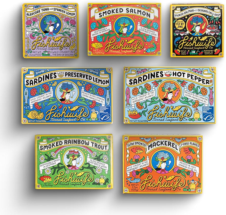 Fishwife Starter 7-Pack (Variety of Tinned Seafood including Smoked Salmon, Rainbow Trout, Sardin... | Amazon (US)