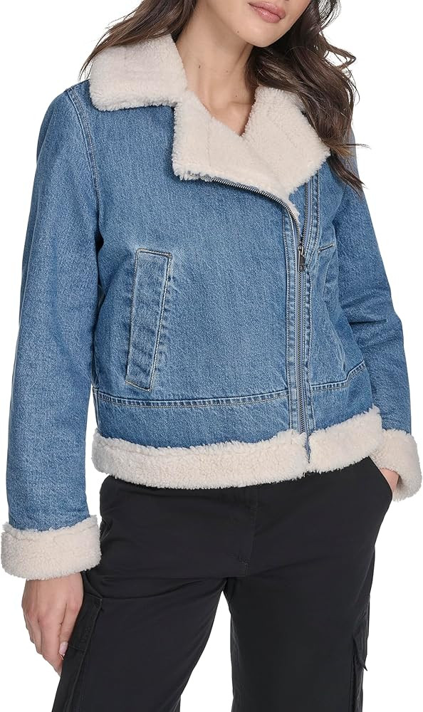 Levi's womens Denim Moto With Sherpa Lining | Amazon (US)
