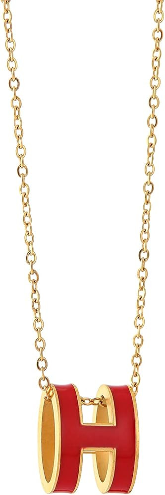 H Necklace for Women Girls 18K Gold Plated Classic Letter Design Cute Fashion Necklace Pendant Je... | Amazon (US)