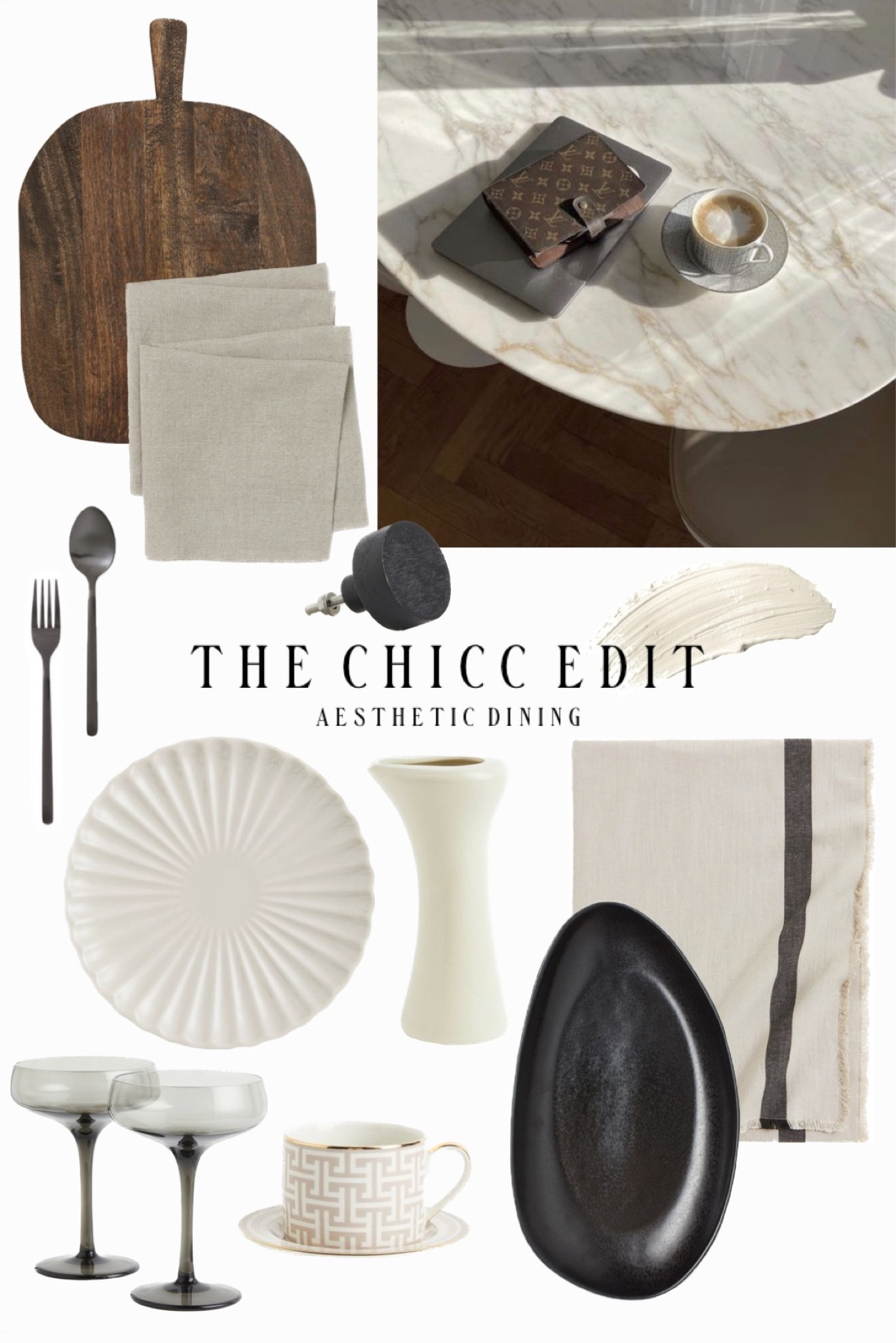 𝒜𝑒𝓈𝓉𝒽𝑒𝓉𝒾𝒸 𝒹𝒾𝓃𝒾𝓃𝑔 🍴

So glad you're here! Join me for your daily dose of aesthetics, curated style & interior. ~ Farrah 

#dining #home #interior #hm #dinnerware kitchen, mug and saucer, Hermes mug dupe, look for less, splurge or save, Paris inspired saucer, matte spoons, porcelain egg holder, napkins, knob, linen napkins, carafe, wood serving board, charcuterie board, porcelain plate, tablecloth with fringe, champagne coup, highball glasses, serving dish, wine glasses, chic, Amazon prime day deal   

#LTKxPrimeDay #LTKunder50 #LTKhome