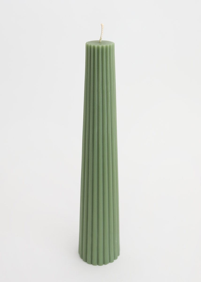 Fluted Pillar Candle in Sage - 13.5" | Afloral
