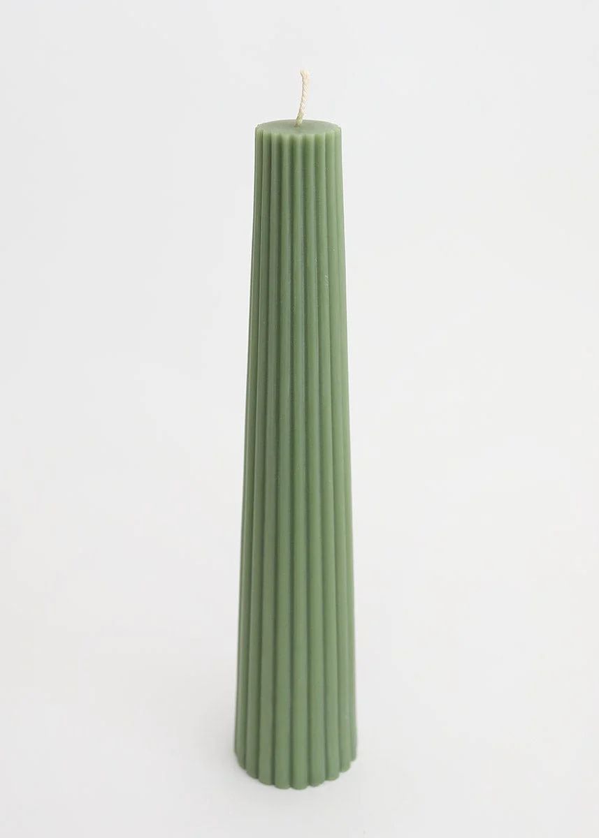 Fluted Pillar Candle in Sage - 13.5" | Afloral