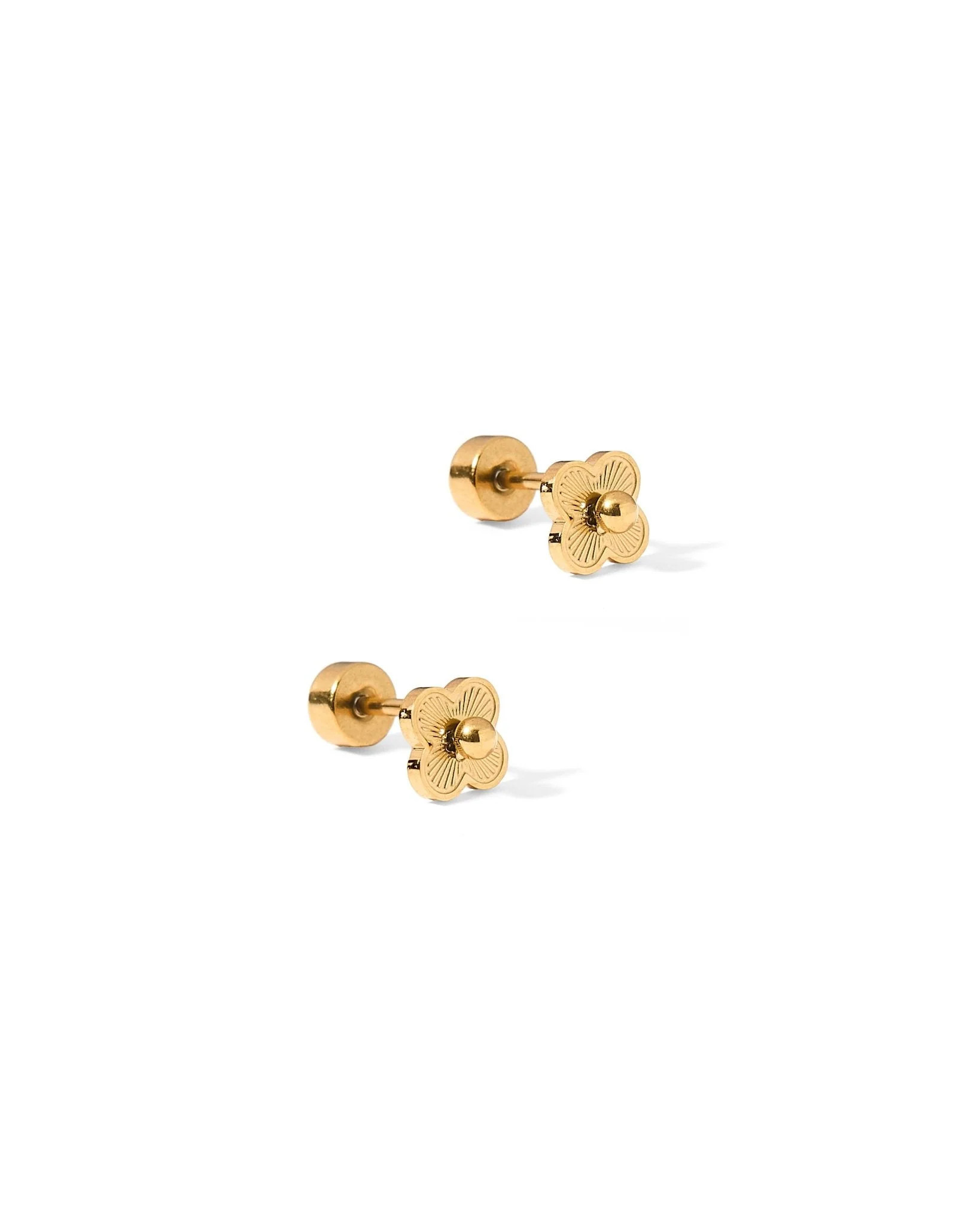 Screwback Stud Earrings - Sweet Clover Gold | LINNY CO LLC