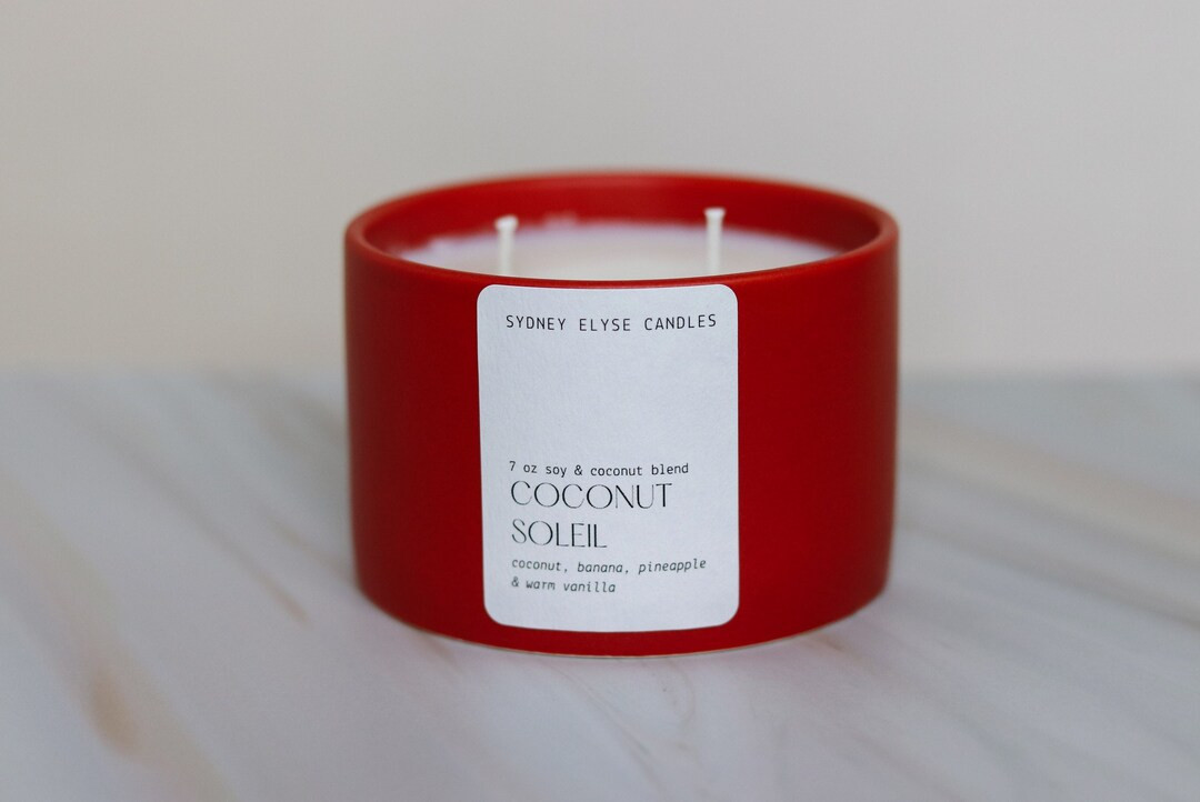 Coconut Soleil Soy & Coconut Blend Candle Tropical Scented Candle, Coconut Wax, Soy Wax, Banana P... | Etsy (US)