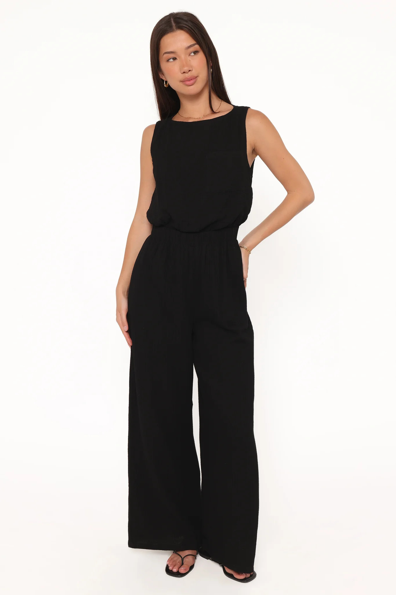 Brenna Cotton Jumpsuit - Black | Petal & Pup (US)
