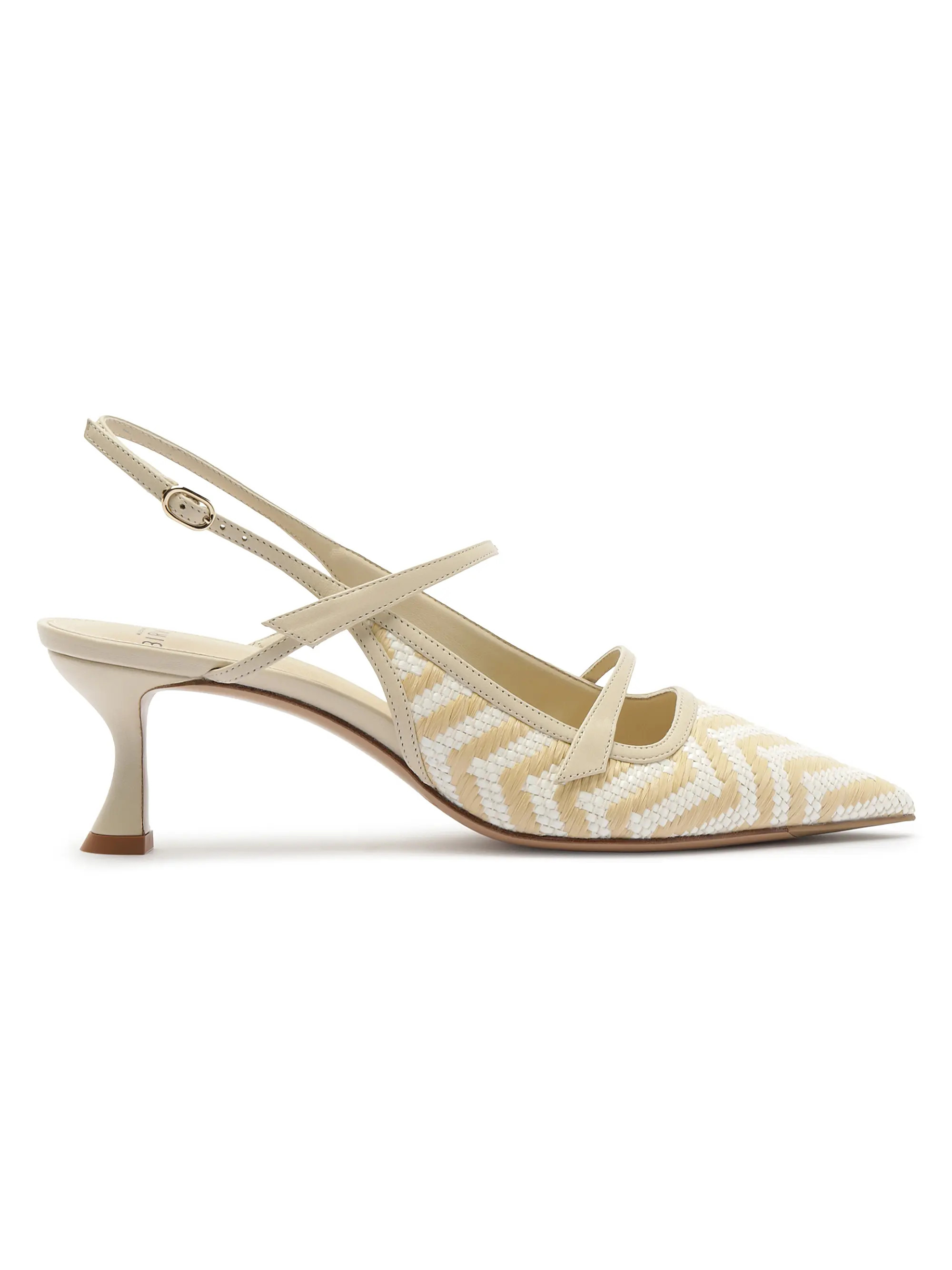Tita 60MM Raffia-Leather Slingback Pumps | Saks Fifth Avenue