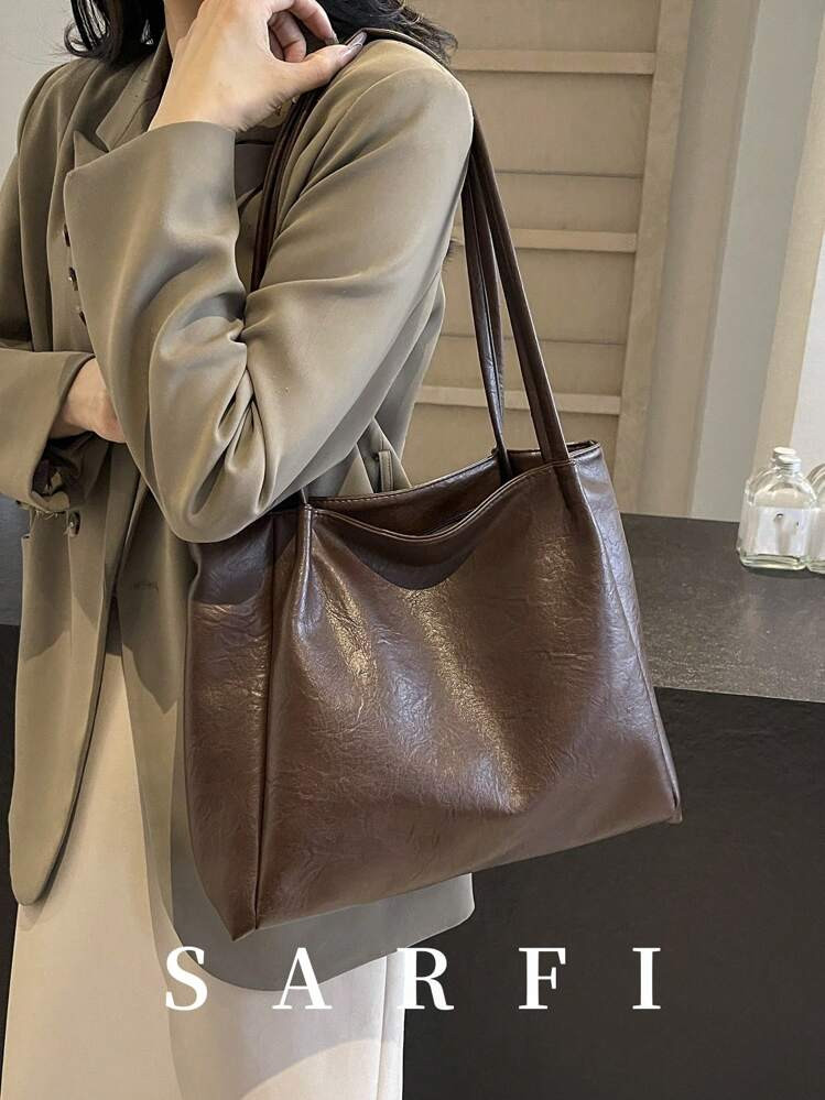 Large Capacity Women's Trendy Tote Bag, New Niche Design Versatile Shoulder Bag, College Student ... | SHEIN