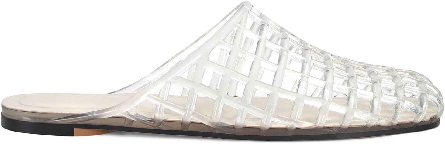 Clear Jelly Flats for Women Closed Toe Mesh Hollow Jellies Mule Sandals Slip On Jelly Slides Casu... | Amazon (US)