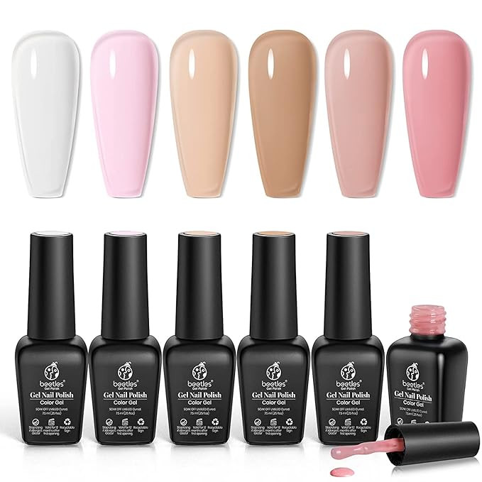 beetles Gel Polish Nail Set 6 Colors Ultimate Monochrome Collection Milky White Sheer Pink Nude J... | Amazon (US)
