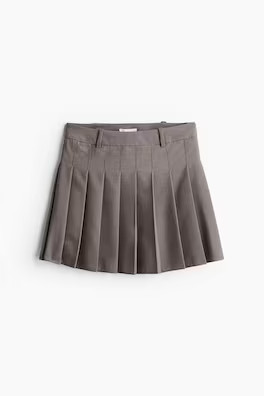 Pleated Mini Skirt - Beige/plaid - Ladies | H&M US | H&M (US + CA)