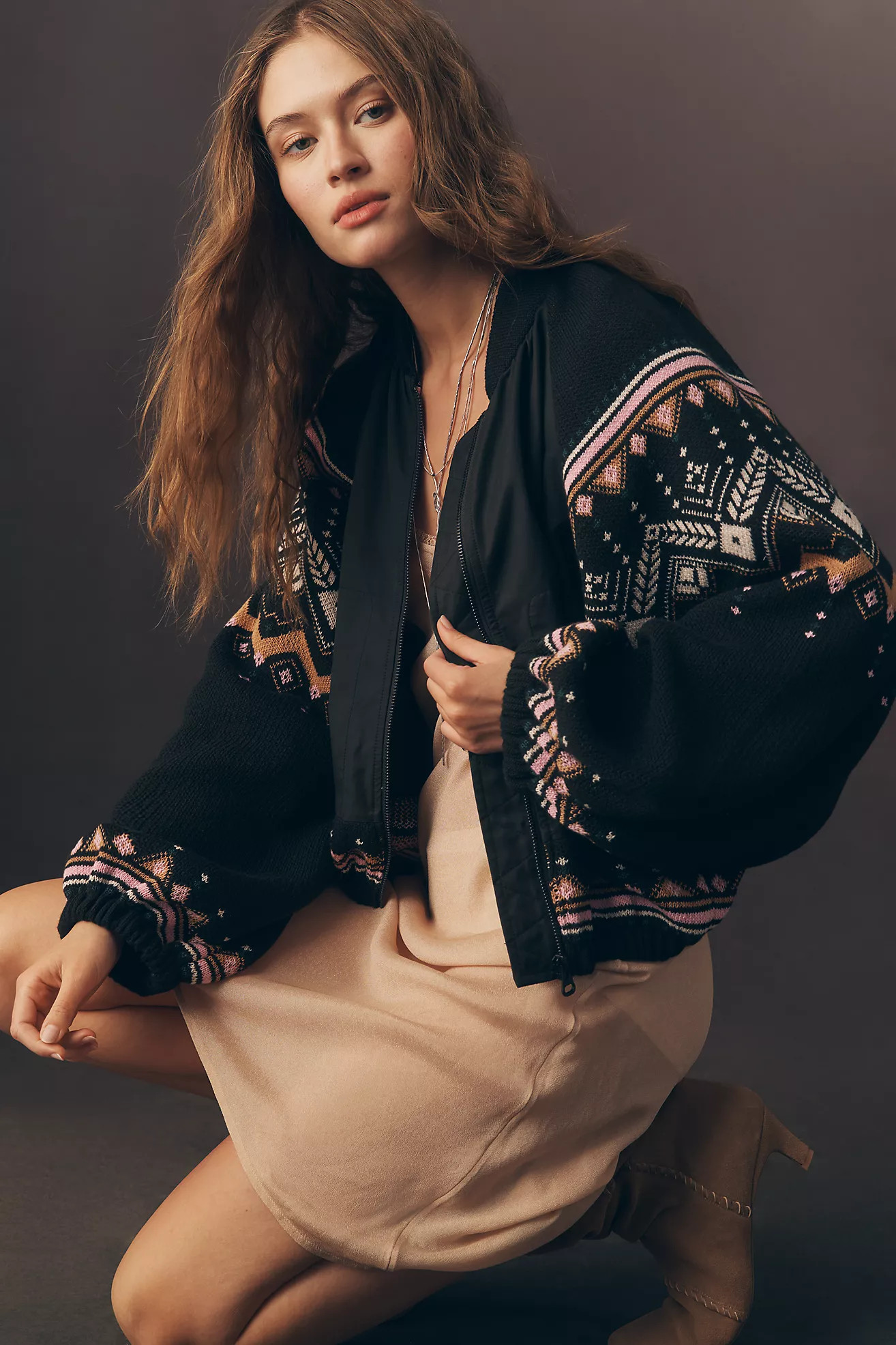 By Anthropologie Fairisle Sweater Mix Bomber Jacket | Anthropologie (US)