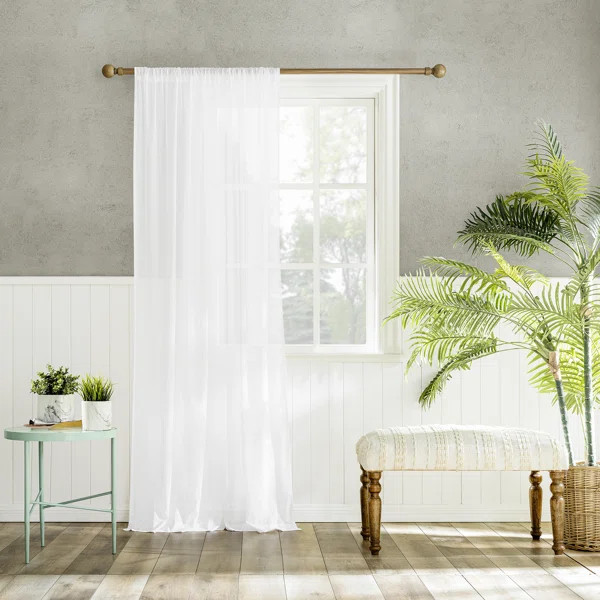 Wayfair Basics® 100% Cotton Sheer Rod Pocket Curtain Panel | Wayfair North America