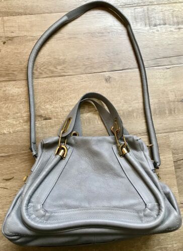 Pre-Loved Chloe Paraty Medium Calfskin Leather Satchel Bag GREY CASHMERE $1995 | eBay AU