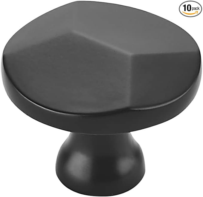 TUNNY 10 Pack Round Single Hole Cabinet Knob - Matte Black Solid Furniture Knob for Kitchen Cabin... | Amazon (US)