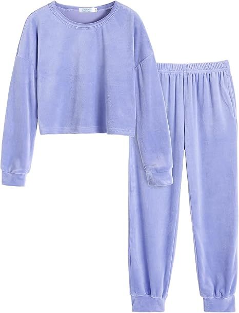 Arshiner Girls 2 Piece Outfits Kids Velour Sweatshirts & Sweatpants Loungewear Clothing Sets | Amazon (US)