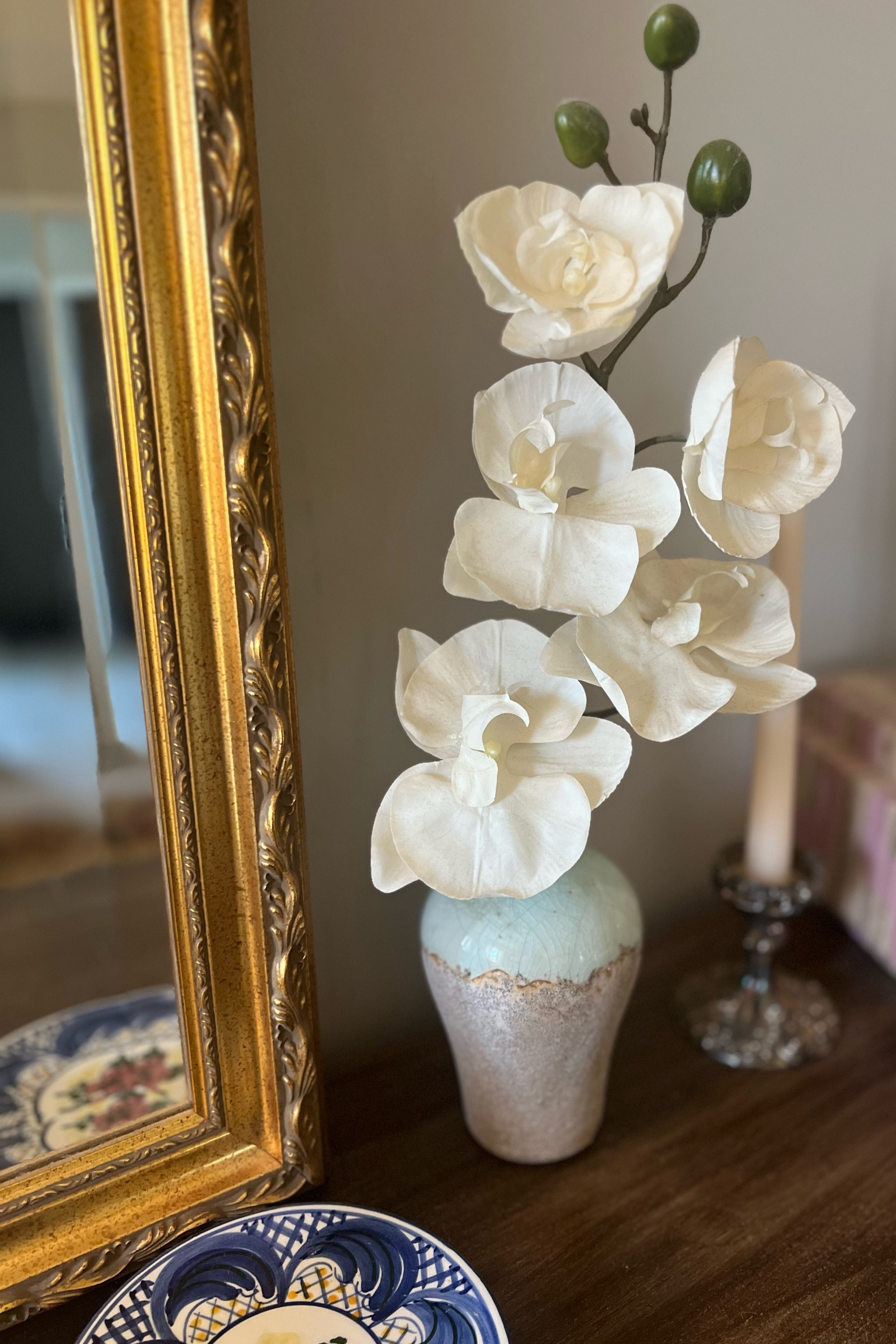 Antiques & faux orchids 🤍

#LTKHome #LTKStyleTip #LTKSaleAlert