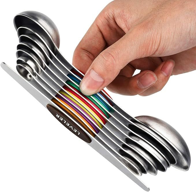 Amazon.com: Magnetic Measuring Spoons Set of 8 Stainless Steel Dual Sided Stackable Measuring Spo... | Amazon (US)