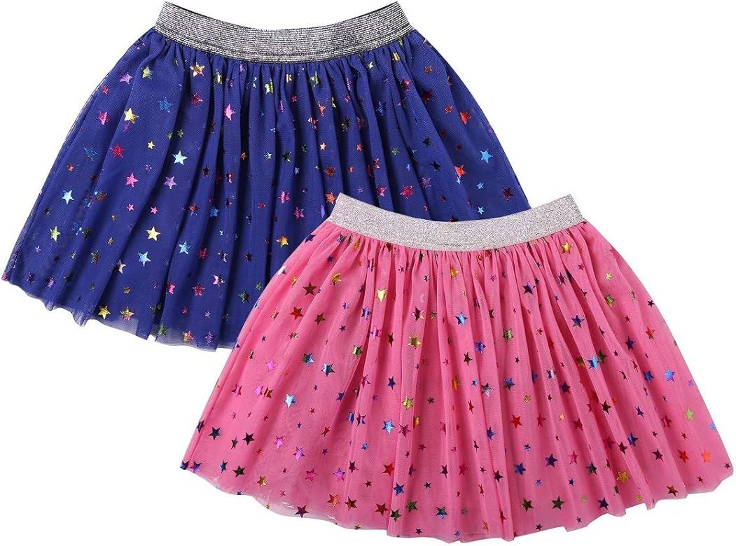 DaniChins Girl's Layered Tutu Skirt Tulle Princess Sparkle Skirt for Little Girl | Amazon (US)