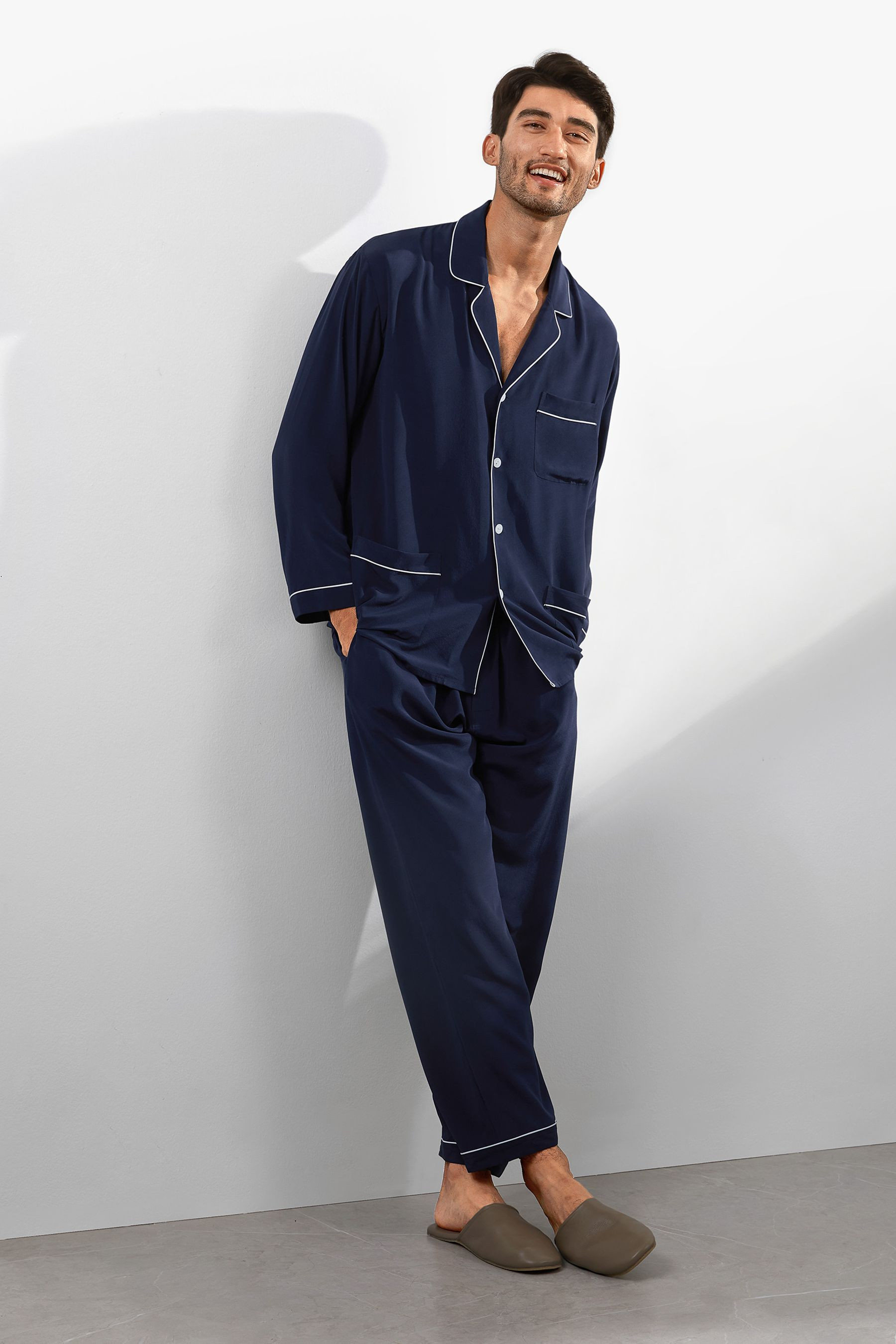 Silk Pajamas Set With Lapel Collar | LilySilk