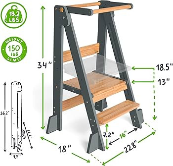 Amazon.com: OCODILE Adjustable Foldable Toddler Tower – Folding Tower for Kids | Montessori Tod... | Amazon (US)