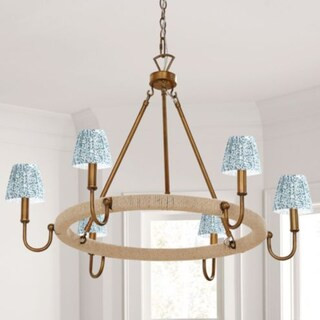 Savannah 6-Light Jute Wrapped Chandelier with Shades | Ballard Designs | Ballard Designs, Inc.