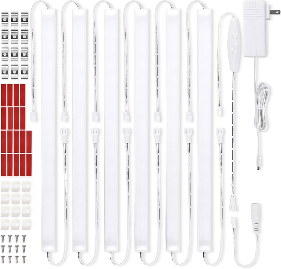 Litever Under Cabinet Lighting Kit Plug in, 6 pcs 12 Inches LED Light Bars. Super Bright Dimmable... | Amazon (US)