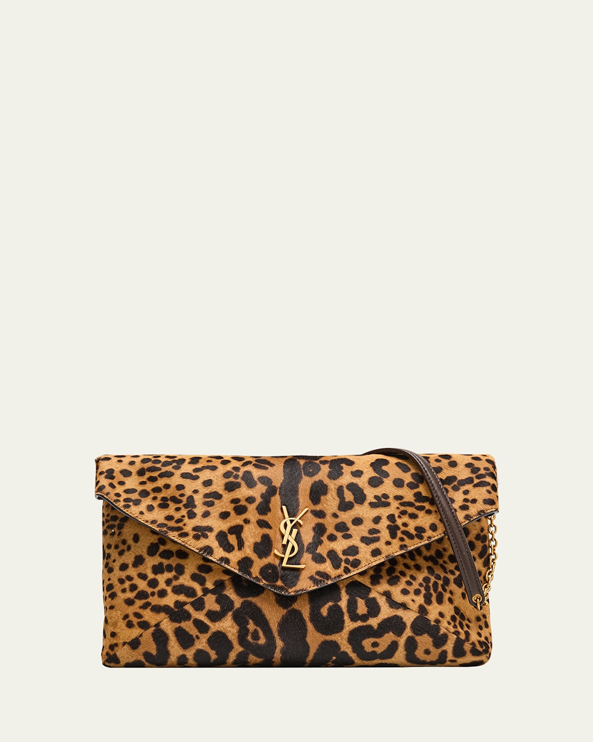 YSL Envelope Flap Shoulder Bag in Leopard-Print Calf Hair | Bergdorf Goodman