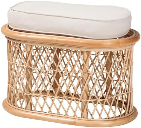 Bali & pari Ladonna Bohemian Natural Rattan Ottoman Footstool | Amazon (US)