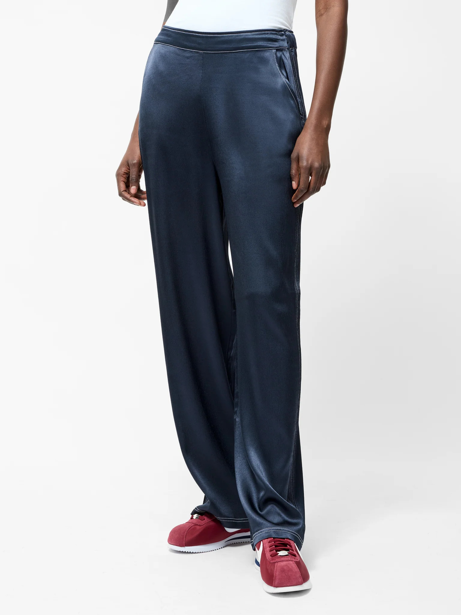 Akita Satin Stretch Wide Leg Trousers | French Connection (UK)
