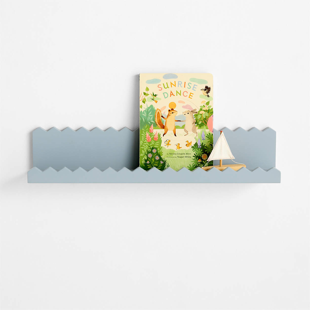 Sunny Zig Zag Sage Green Book Ledge Shelf | Crate & Kids | Crate & Barrel