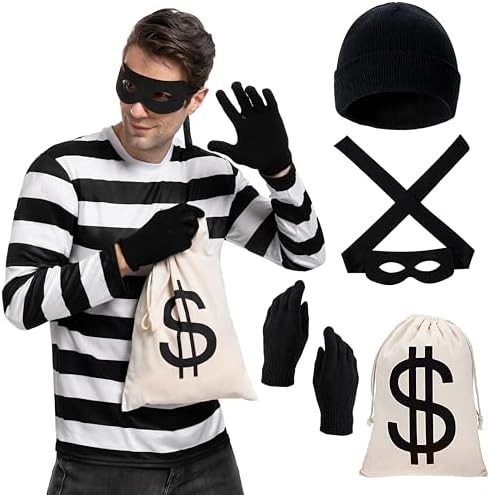Spooktacular Creations Halloween Robber Costume Men, Unisex Thief T-Shirt Set, Halloween Costumes... | Amazon (US)