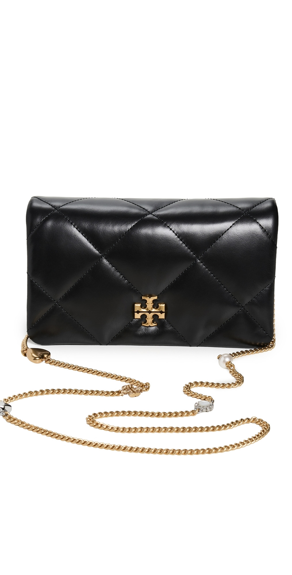 Tory Burch Kira Diamond Quilt Charm Chain Wallet Black One Size | Shopbop