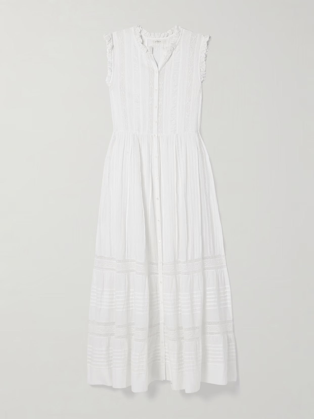 DÔEN - Helaine Crocheted And Pintucked Cotton-voile Midi Dress - White | NET-A-PORTER (US)