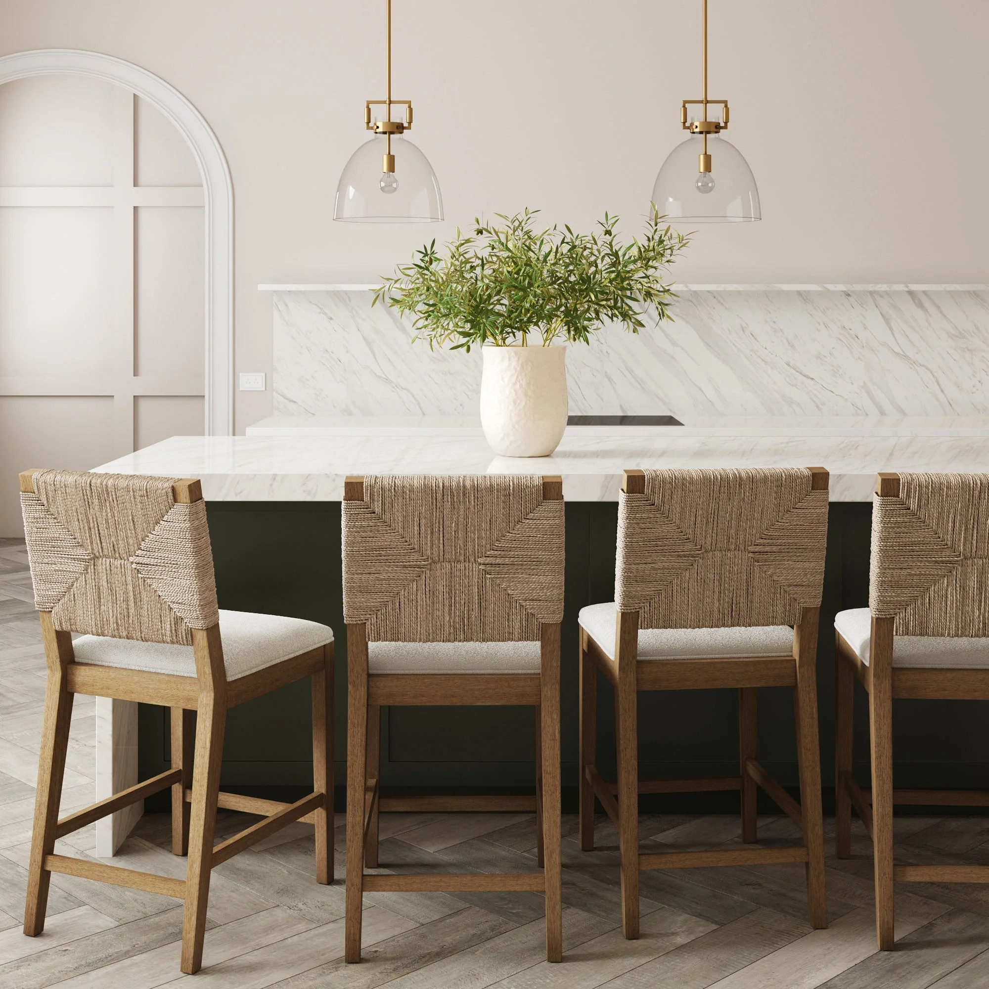 Seagrass Counter Height Bar Stools Light Brown (Set of 4) | Nathan James