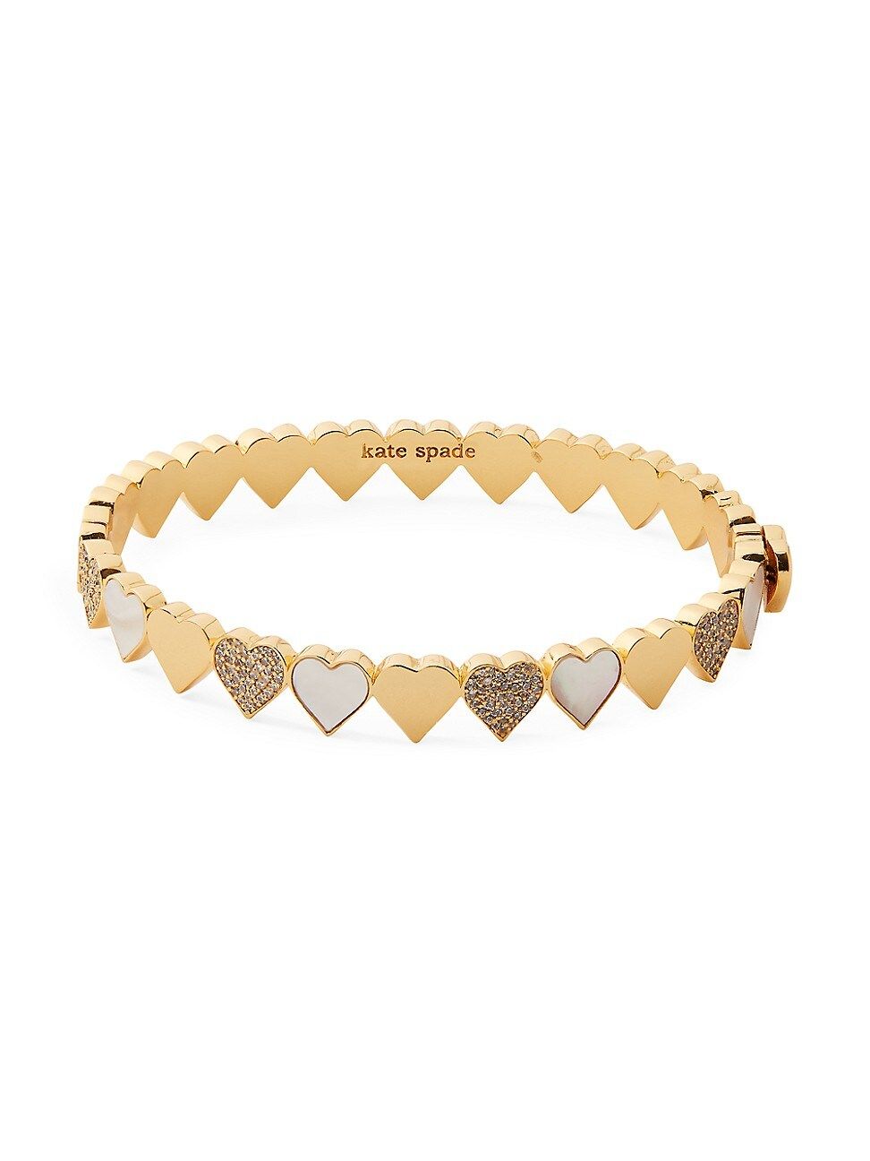 Women's Earn Your Stripes Take Heart Hinged Goldtone Bangle Bracelet - Gold - Gold | Saks Fifth Avenue