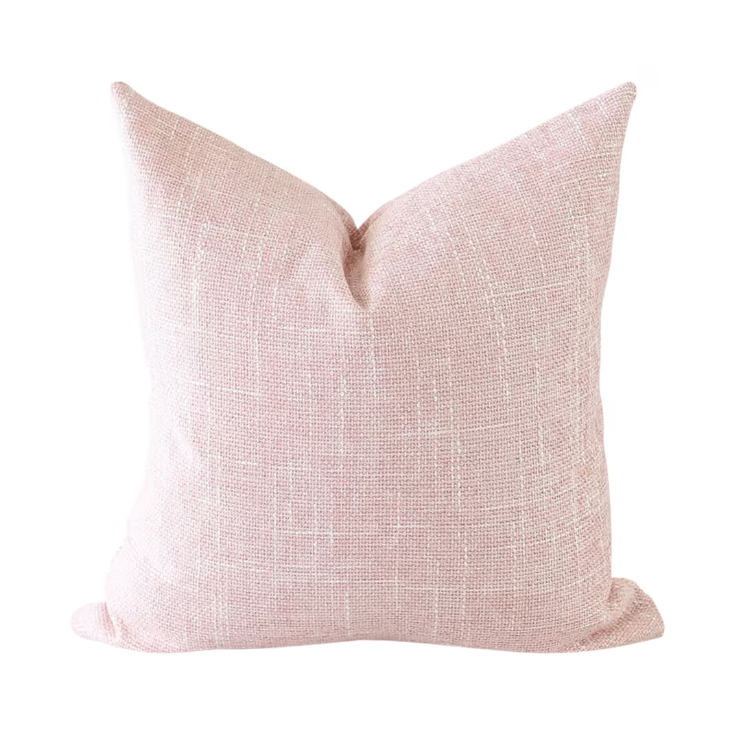 Pink Pillow Cover, Light Pink Pillow Cover, Blush Pillow Cover, Pink Lumbar Pillow, 20x20 Pillow ... | Etsy (US)