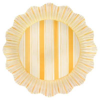 Juliska Cabana Stripe Coastal Beach Sunshine Melamine Dinner Plate - Set of 4 | Kathy Kuo Home