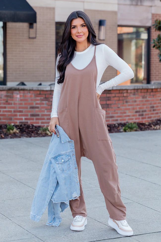 Day In The Life Dark Mocha Jumpsuit | Pink Lily