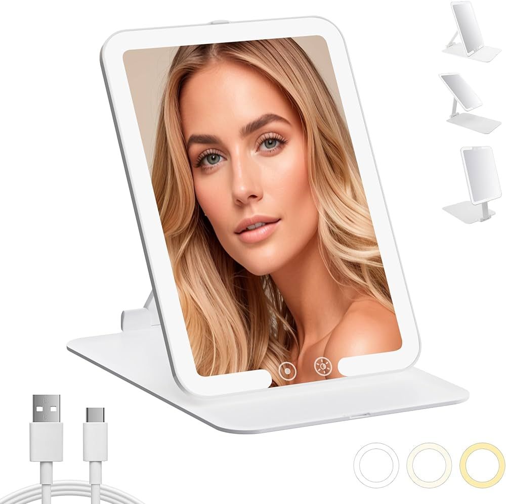GIMBELEN Travel Makeup Mirror with Light, Portable Makeup Mirror with 3 Color Light Modes Recharg... | Amazon (CA)