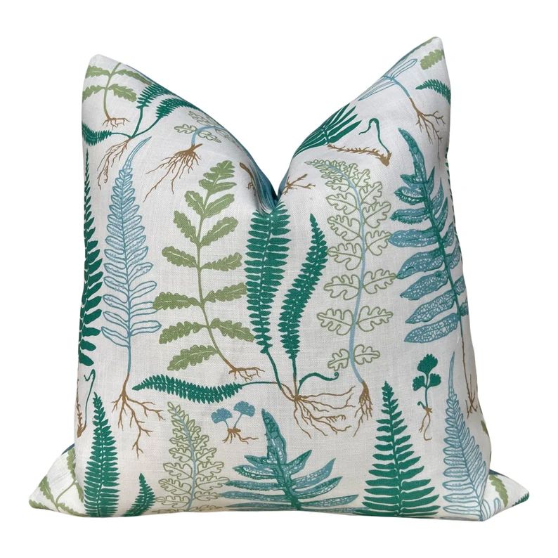 Schumacher Halcott Outdoor Decorative Pillows in Aqua. Designer Pillow Covers, Accent Fern Tropic... | Etsy (US)