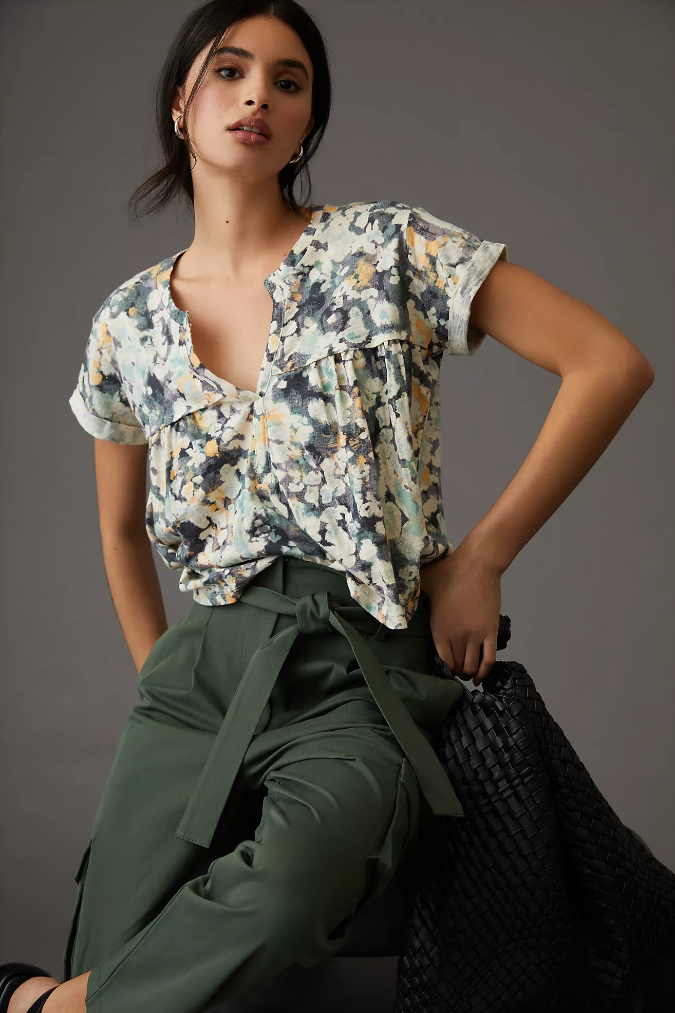 Pilcro Babydoll Henley Tee | Anthropologie (US)