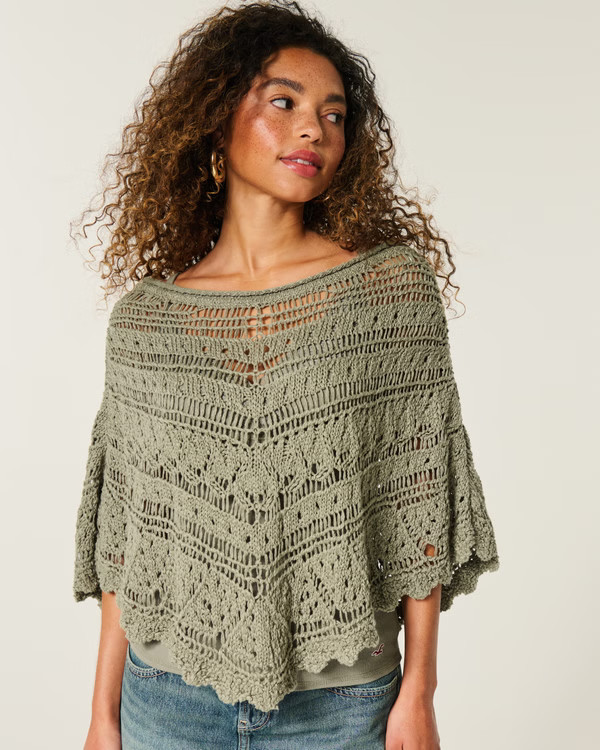 Women's Stitchy Crochet-Style Poncho | Women's Clearance | HollisterCo.com | Hollister (US)