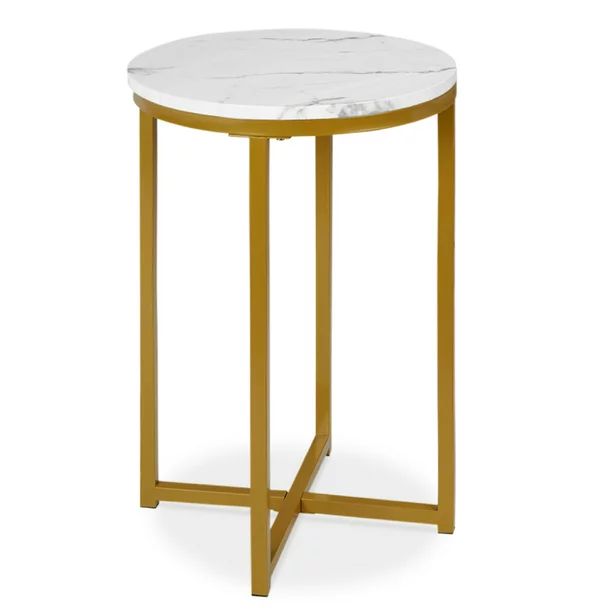 Best Choice Products 16in Faux Marble Modern Round Living Room Accent Side Table w/ Metal Frame -... | Walmart (US)