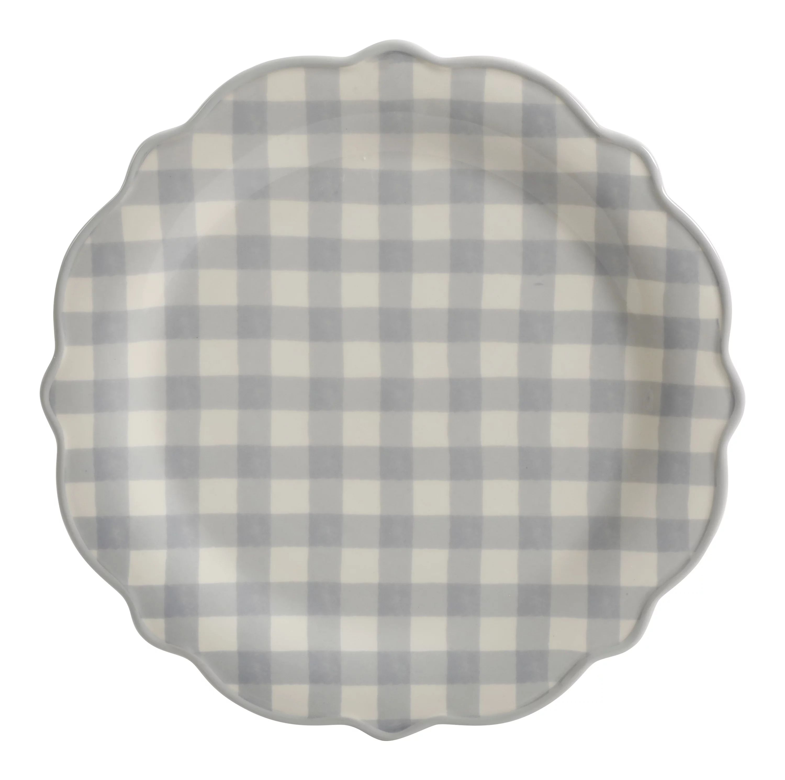 The Pioneer Woman Gray Gingham Round 10.75-Inch Round Ceramic Dinner Plate - Walmart.com | Walmart (US)