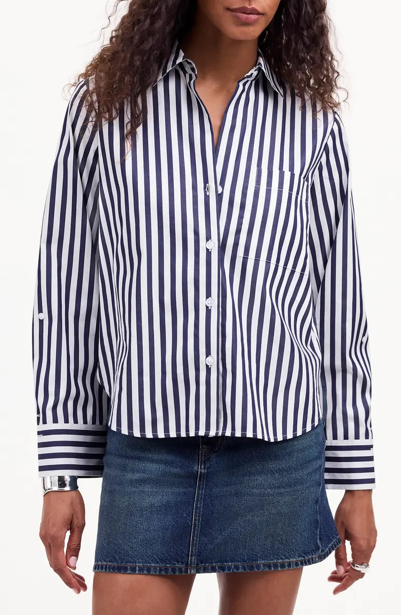 Madewell Stripe Easy Y-Neck Button-Up Shirt | Nordstrom | Nordstrom