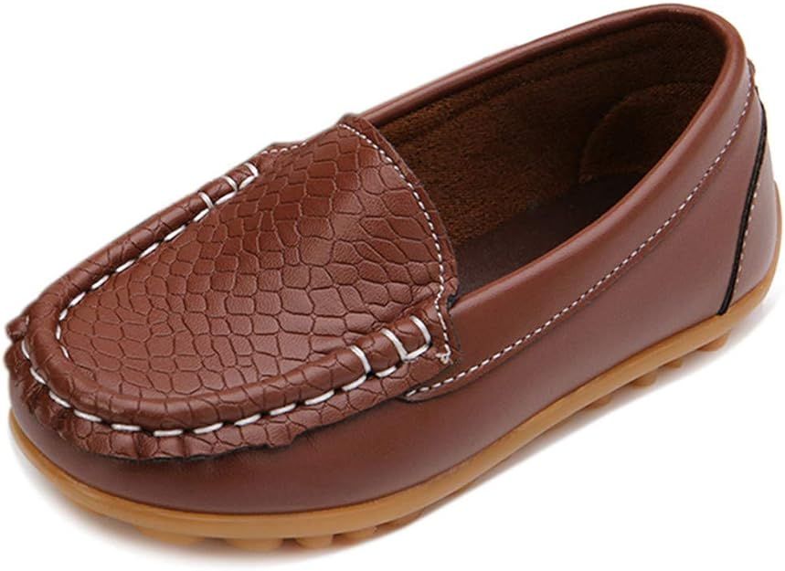 Moceen Toddler Boys Girls Loafer Shoes Soft Synthetic Leather Slip On Moccasin Flat Boat Dress Sh... | Amazon (US)