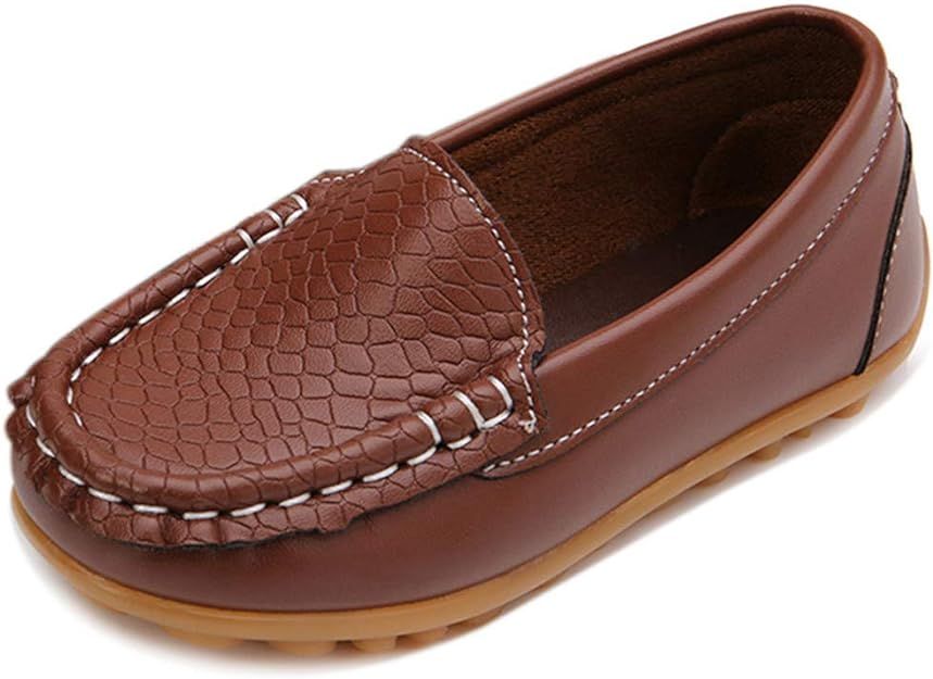 Moceen Toddler Boys Girls Loafer Shoes Soft Synthetic Leather Slip On Moccasin Flat Boat Dress Sh... | Amazon (US)