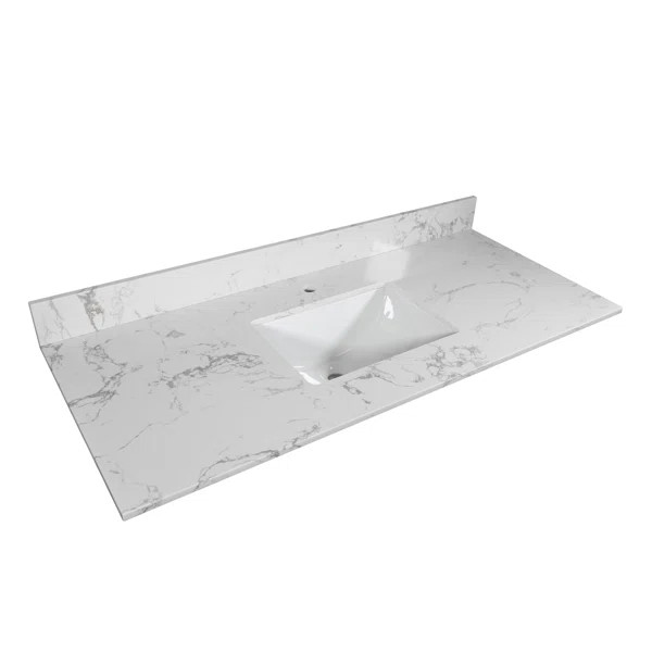 43'' Single Bathroom Vanity Top in Carrara White Marble with Sink | Wayfair North America