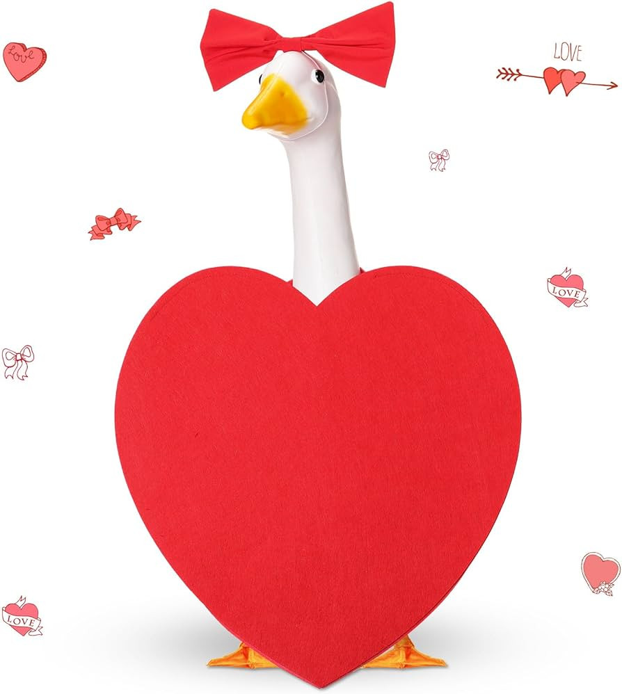 Valentine's Day Heart Goose Outfit Lawn Porch Goose Clothes Heart Goose Outfit for 23" Goose Vale... | Amazon (US)